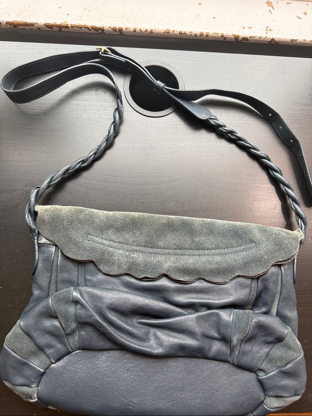 See By Chloe Scalloped Flap Suede Crossbody - Dark Gray - Picture 11 of 17
